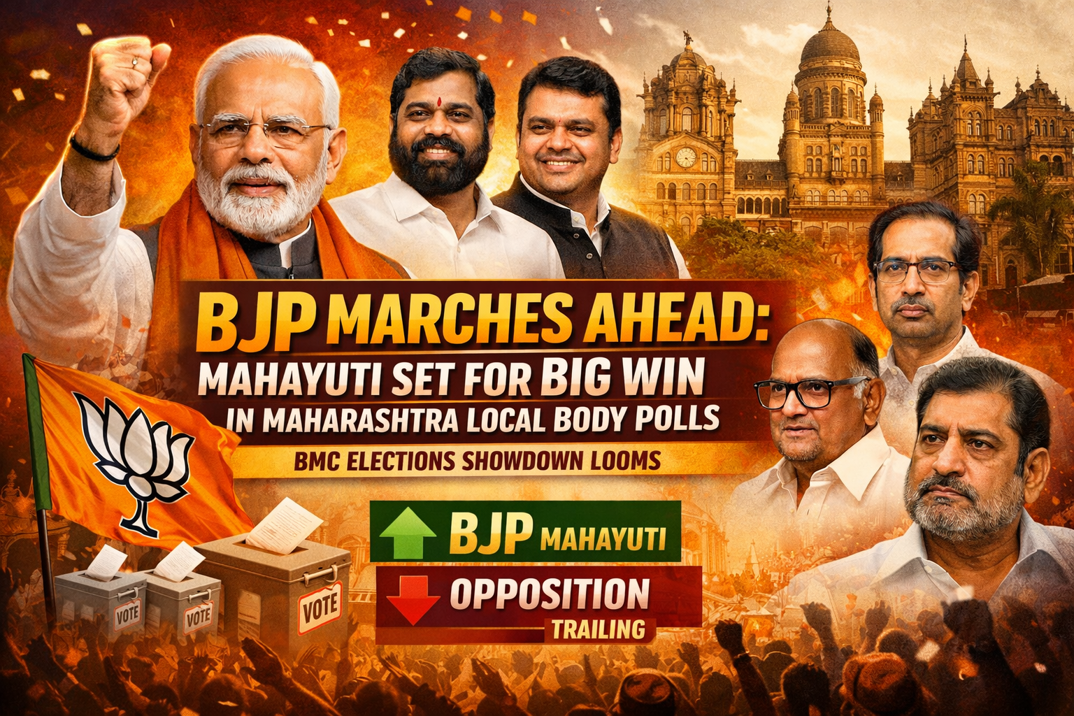 BJP Marches Ahead: Mahayuti Set for Big Victory in Maharashtra Local Body Polls Ahead of BMC Showdown