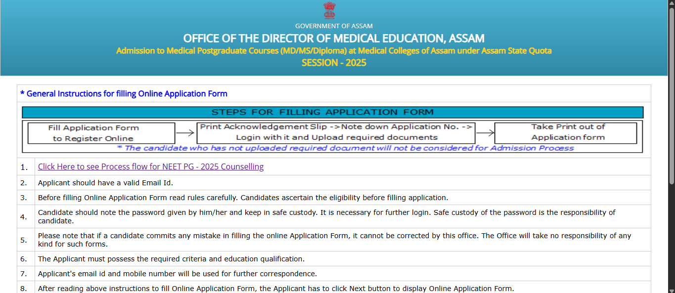 Assam NEET PG 2025 Counselling Round 3 Registration Opens