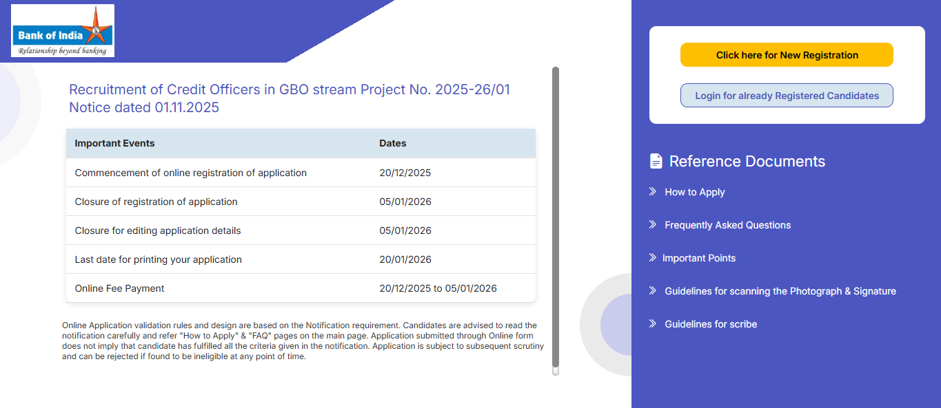 Apply Now: Bank of India Credit Officer Posts Close Soon